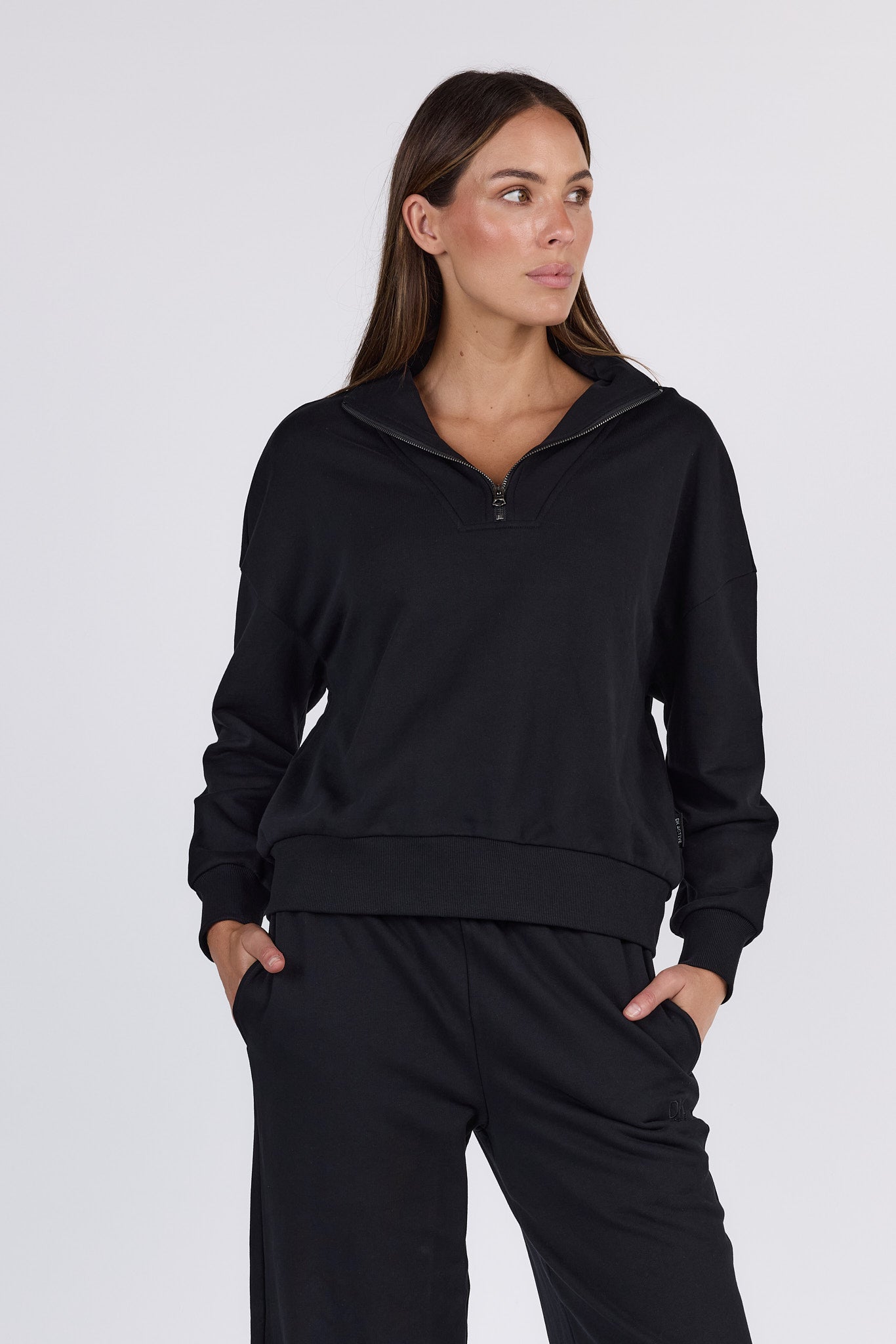 dk active Long Sleeve Tops Foundation Half Zip Sweatshirt Black