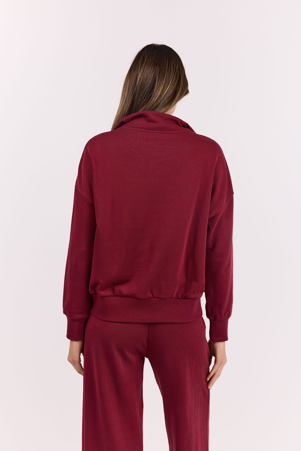 dk active Long Sleeve Tops Foundation Half Zip Sweatshirt Burgundy