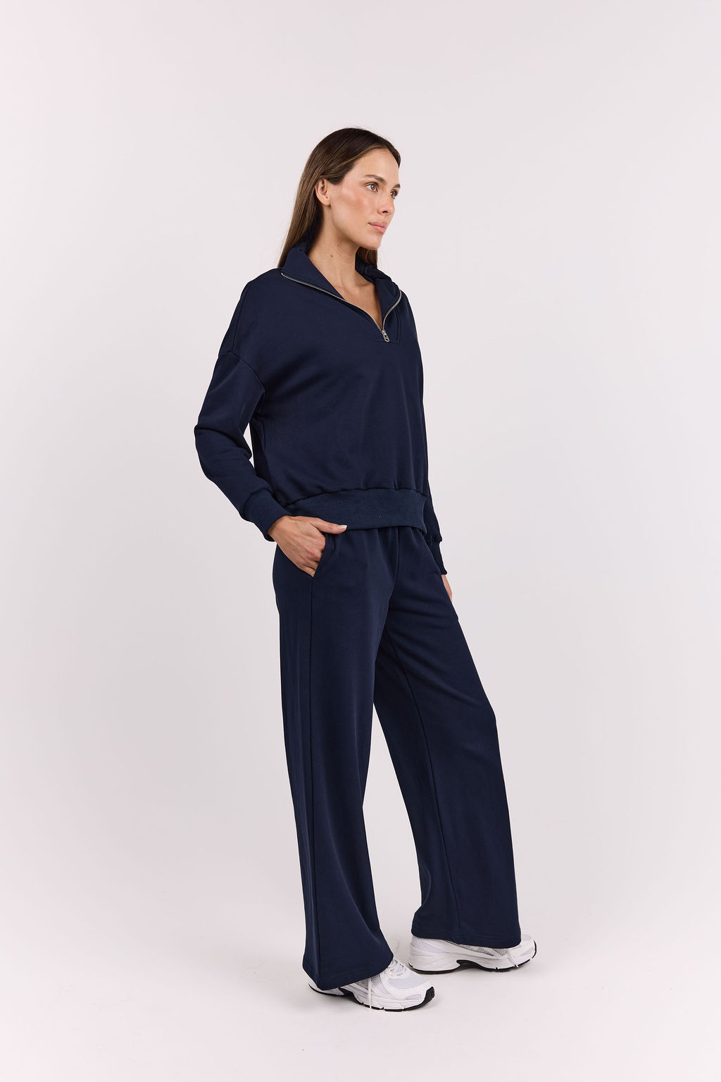 dk active Long Sleeve Tops Foundation Half Zip Sweatshirt Navy