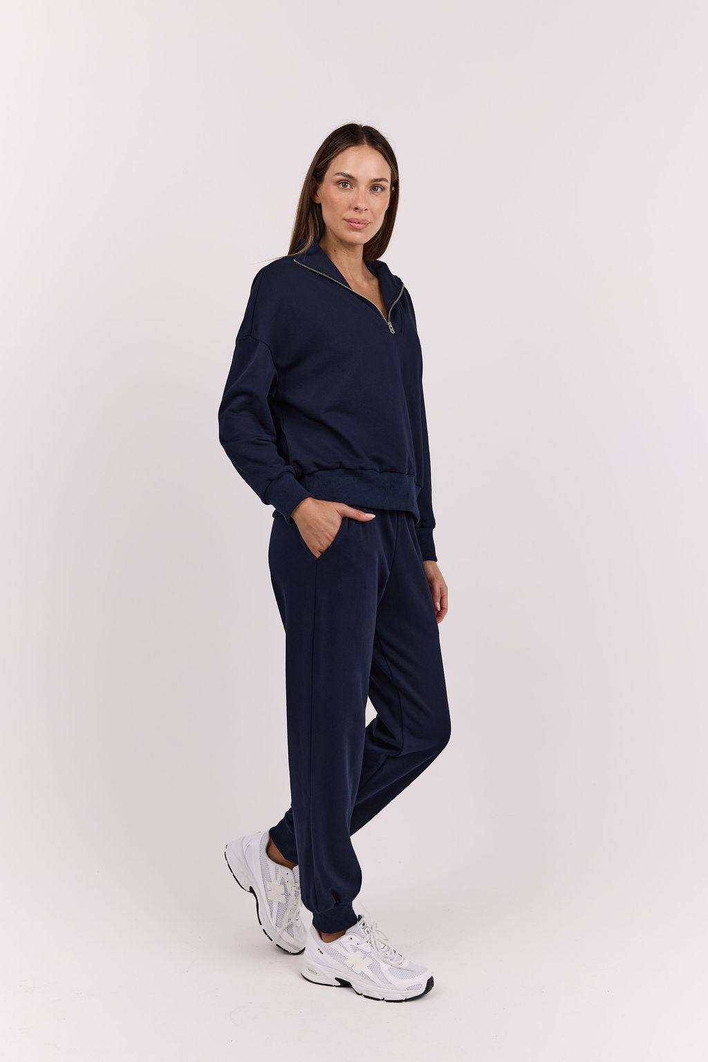 dk active Long Sleeve Tops Foundation Half Zip Sweatshirt Navy
