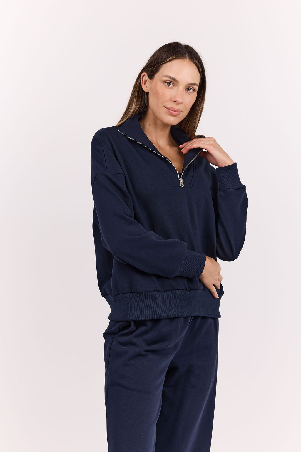 dk active Long Sleeve Tops Foundation Half Zip Sweatshirt Navy