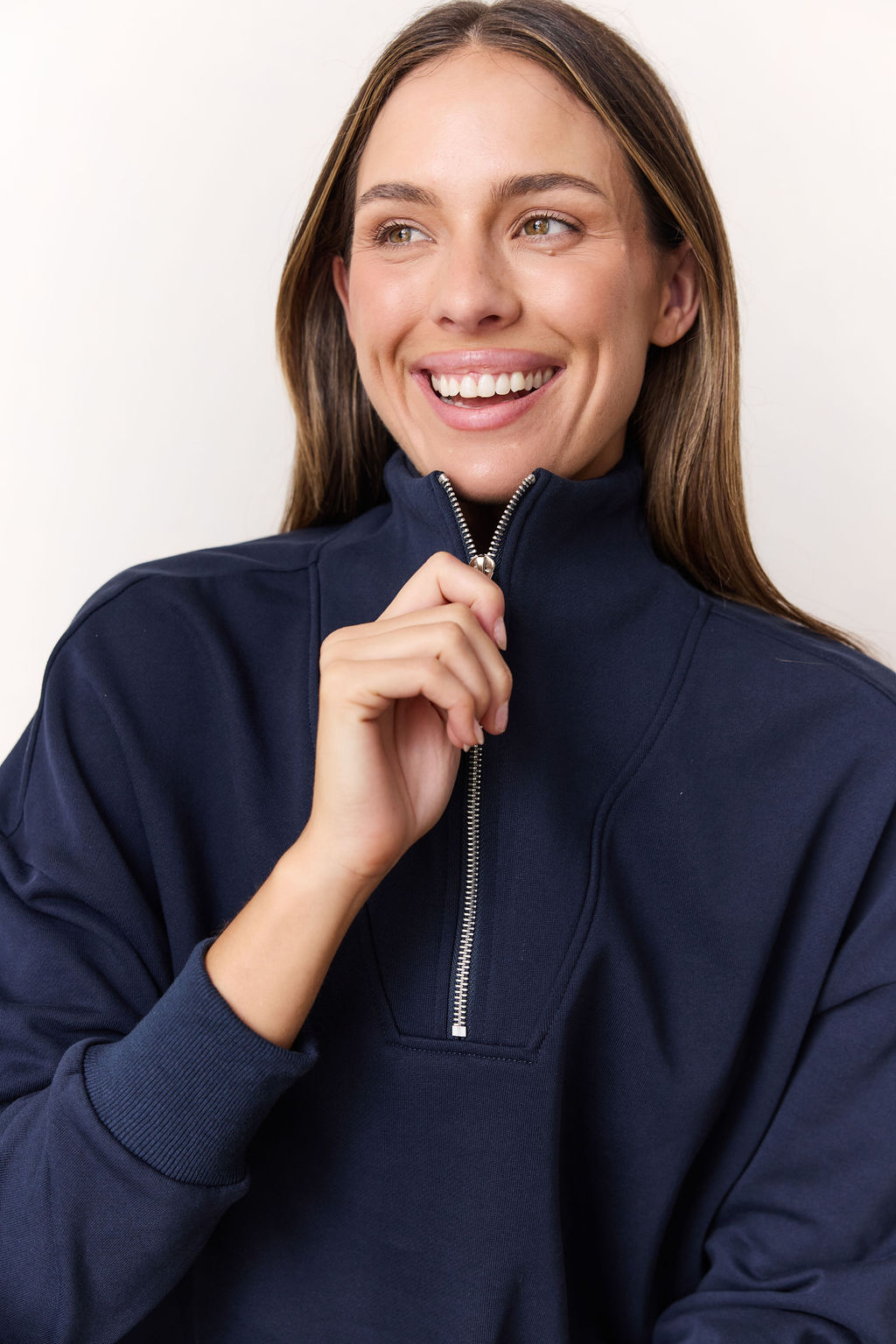 dk active Long Sleeve Tops Foundation Half Zip Sweatshirt Navy