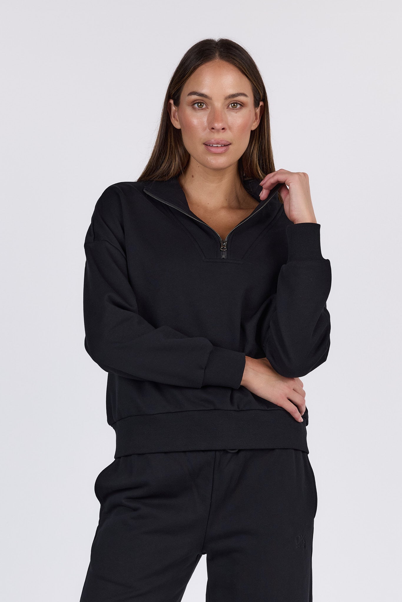 dk active Long Sleeve Tops Foundation Half Zip Sweatshirt Black