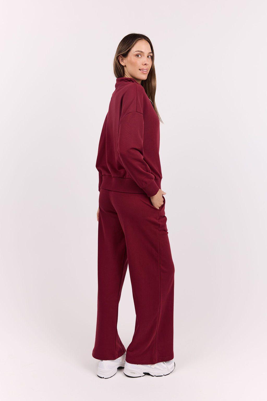 dk active Long Sleeve Tops Foundation Half Zip Sweatshirt Burgundy