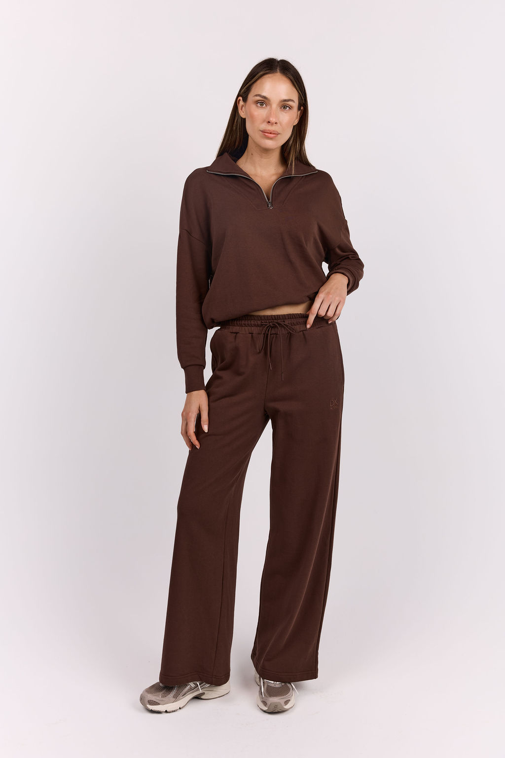 dk active Long Sleeve Tops Foundation Half Zip Sweatshirt Chocolate