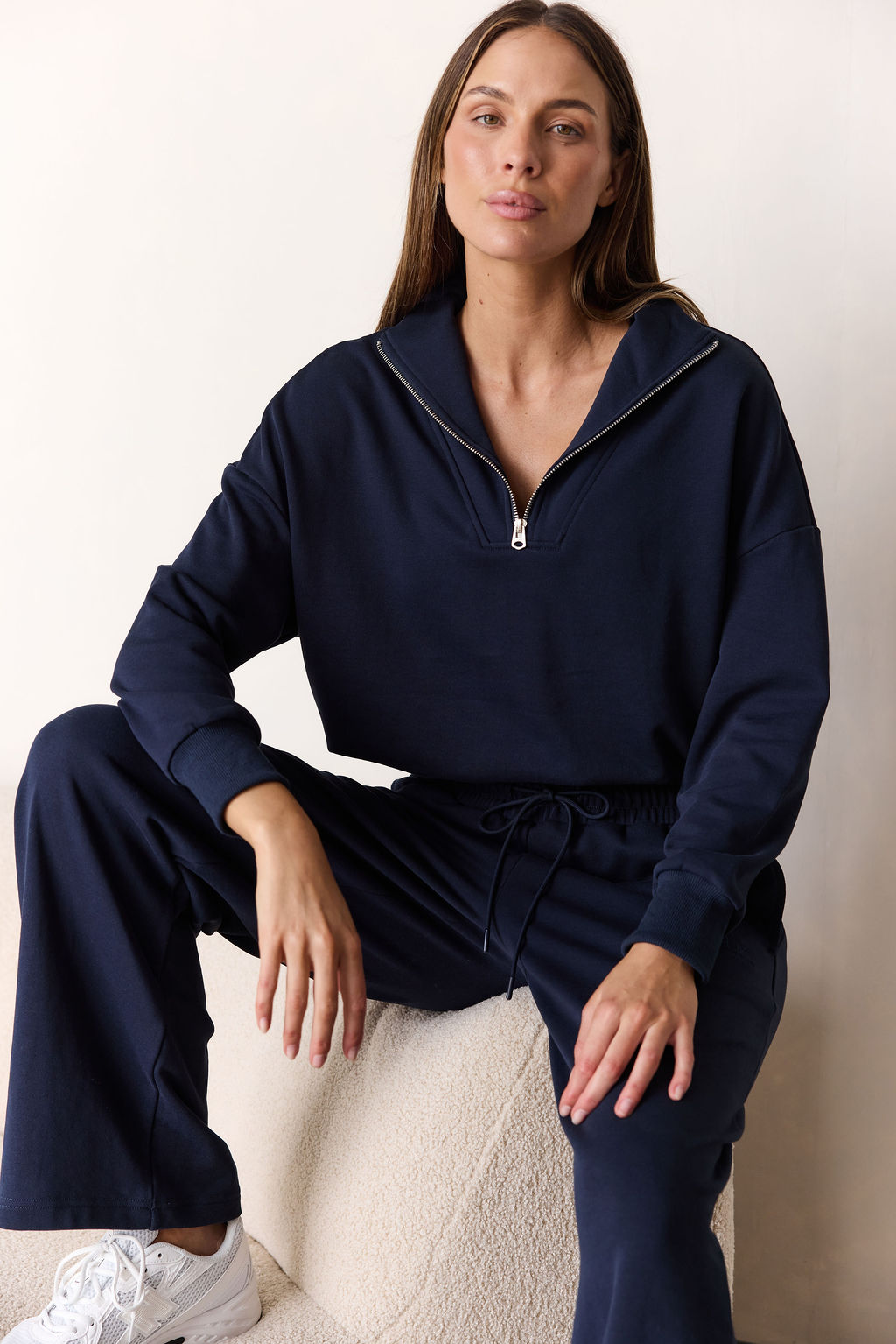 dk active Long Sleeve Tops Foundation Half Zip Sweatshirt Navy