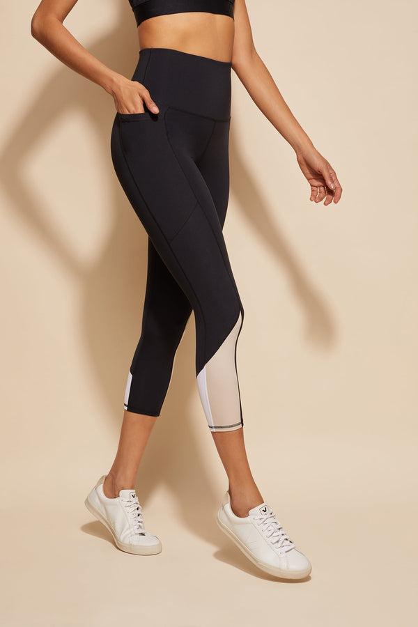 Black Mesh Thigh Gym Legging, Active